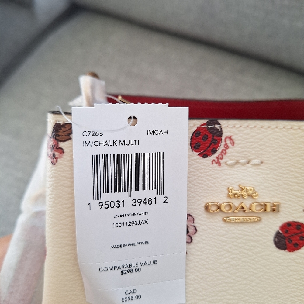 Coach White and Red Floral Bag - Picture 7 of 8
